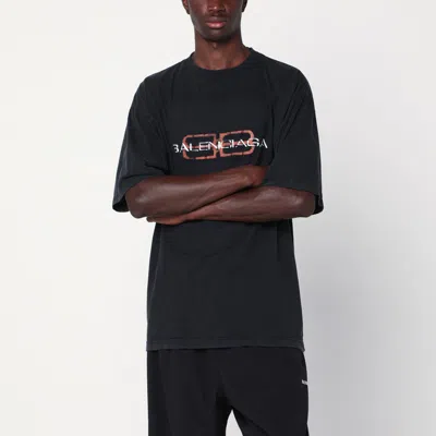 Balenciaga Faded Black Bb Icon Stencil Medium Fit T-shirt