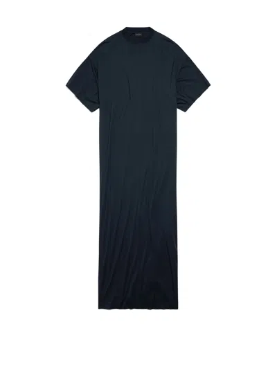 Balenciaga Faded Black Cotton Dresses In Blue