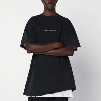 Balenciaga Faded Black Double  Back T-shirt