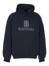 Balenciaga Black Hoodie With Fixed Hood And Logo Lettering On The Front In Cotton Man In Black