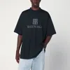 Balenciaga Faded Black Nano Bb Medium Fit T-shirt In Black