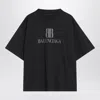 Balenciaga Faded Black T-shirt With Central Print And Wide Fit. In Black