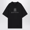 Balenciaga Washed Black T-shirt With Print In The Center Of The Chest.