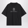 Balenciaga Faded Black T-shirt With Central Print And Wide Fit.