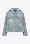 Balenciaga Faded Denim Jacket In Light Blue