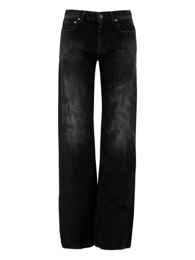 Balenciaga Crinkled Effect Wide Leg Jeans With Washed And Worn-out Details Clothing In Black