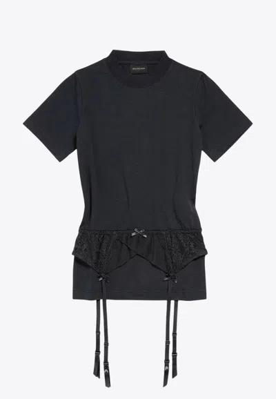 Balenciaga Faded Lingerie T-shirt In Black