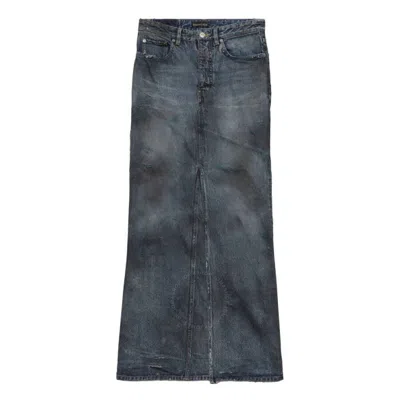 BALENCIAGA BALENCIAGA FADED MAXI DENIM SKIRT IN DIRTY PALE BLUE