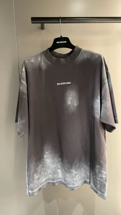 Balenciaga Faded Medium Fit T-shirt In Gray
