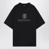 Balenciaga Washed Black T-shirt With Print In The Center Of The Chest. In Black