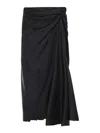 Balenciaga Draped Cupro Midi Skirt In Black