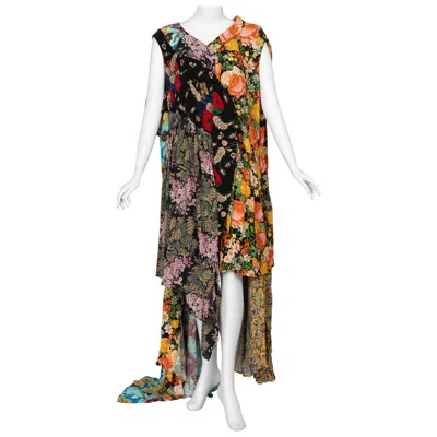 Pre-owned Balenciaga Fall 2016 Floral Print High-low Gown Look #30 In Brown