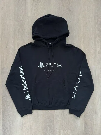 Pre-owned Balenciaga Fall 21 Ps5 Fitted Hoodie In Black