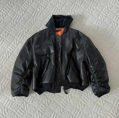 Pre-owned Balenciaga Fall 23 Oversized Leather Bomber Jacket In