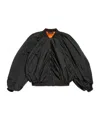 Balenciaga Black Bomber Draped Jacket With Elastic Rear Hem In Tech Fabric Woman In Black