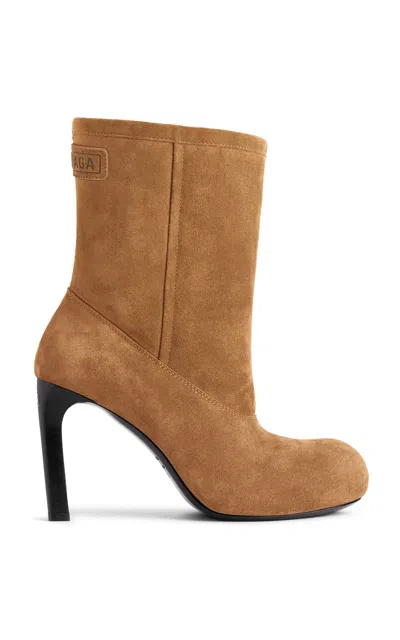 Balenciaga Fargo Faux Shearling Ankle Boots In Brown