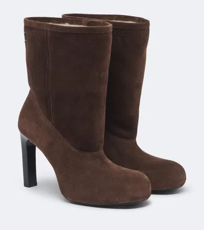 Balenciaga Fargo Suede Ankle Boots In Brown