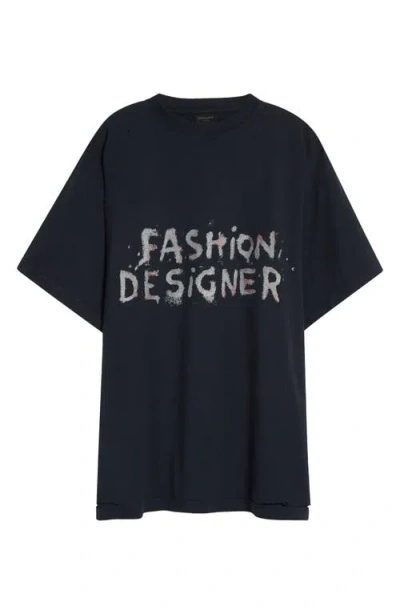 BALENCIAGA BALENCIAGA FASHION DESIGNER DISTRESSED OVERSIZE GRAPHIC T-SHIRT
