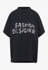 Balenciaga High Neck Graphic Print Black T-shirt In Black