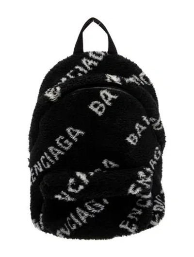 Pre-owned Balenciaga Faux Fur Backpack In Black/white