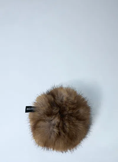 Balenciaga Women Faux Fur Hair Scrunchie In Brown