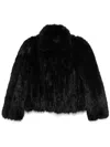 Balenciaga Black Shrunk Faux-fur Jacket In Black
