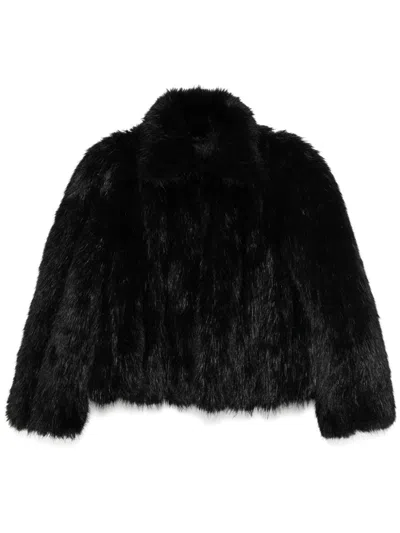 Balenciaga Faux-fur Jacket In Black