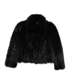 Balenciaga Black Shrunk Faux-fur Jacket In Black
