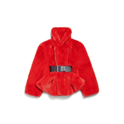 Balenciaga Faux Fur Jacket In Red