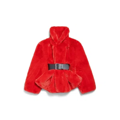 Balenciaga Faux Fur Jacket In Red