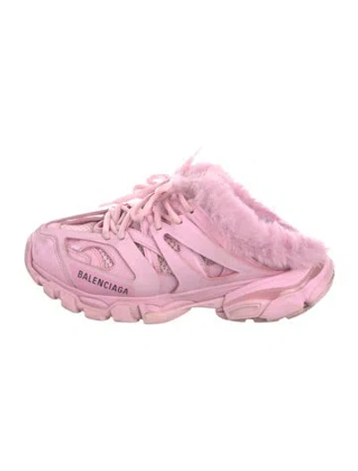 Pre-owned Balenciaga Faux Fur Lined Track Mule Athletic Sneakers In Pink