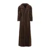 Balenciaga Long Faux Fur Maxi Coat With Chevron In Brown