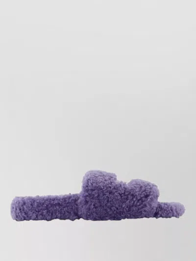 Balenciaga Faux Fur Open Toe Sandals Multicolour In Purple