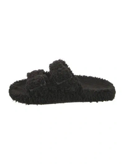 Pre-owned Balenciaga Faux Fur Slides In Black