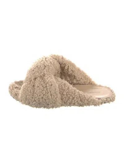 Pre-owned Balenciaga Faux Fur Slides In Neutral