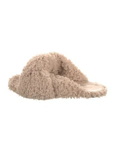 Pre-owned Balenciaga Faux Fur Slides In Neutral