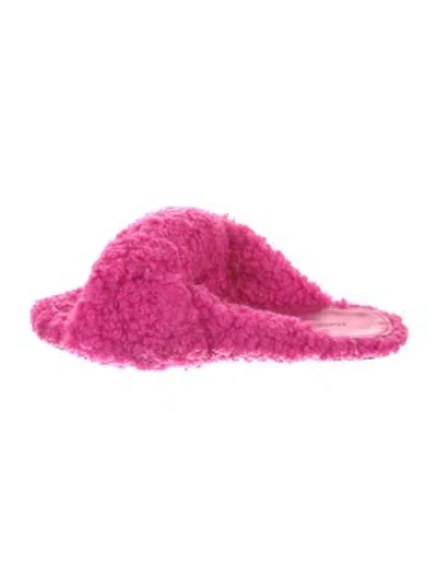 Pre-owned Balenciaga Faux Fur Slides In Pink