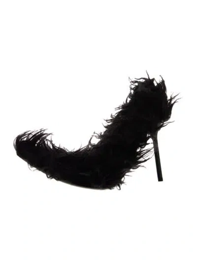 Pre-owned Balenciaga Faux Fur Slingback Pumps In Black