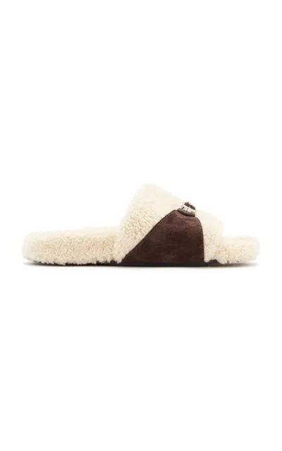 Balenciaga Faux Fur Suede Slides In White