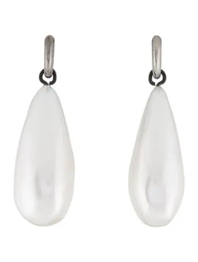Pre-owned Balenciaga Faux Pearl Palazzo Drop Earrings In Multi