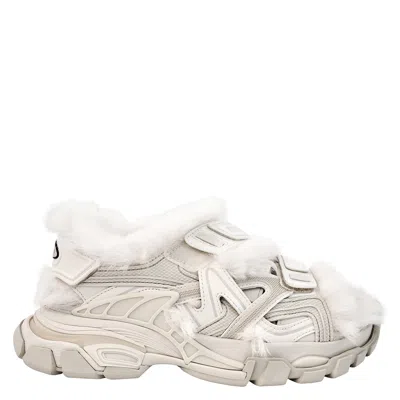 Balenciaga Faux-fur Track Sandals In White