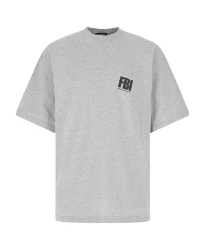 Balenciaga Fbi Print T-shirt In Gray