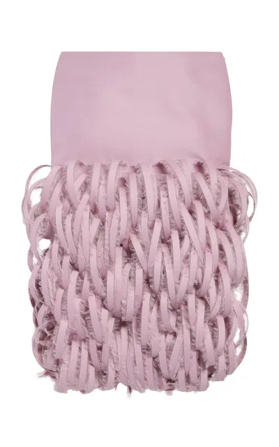 Balenciaga Feather-embroidered Midi Skirt In Pink