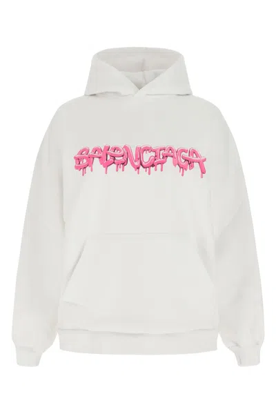 BALENCIAGA WHITE COTTON BLEND OVERSIZE SWEATSHIRT