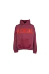 Balenciaga Red Hoodie With Logo Lettering On The Front And Logo Print On The Back In Cotton Man