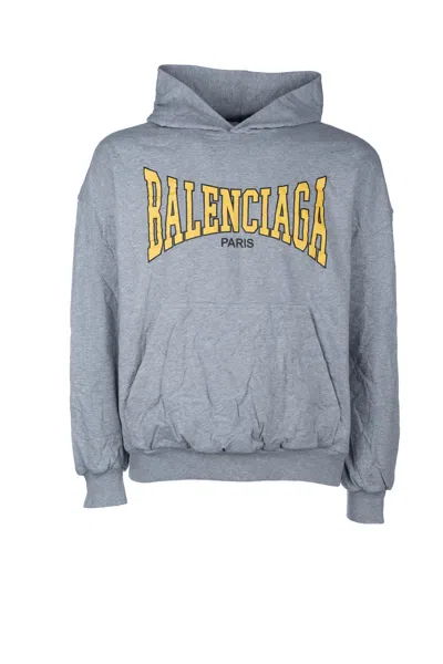 Balenciaga Cotton Jersey Hoodie In Grey