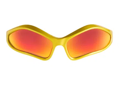 Pre-owned Balenciaga Fennec Oval Sunglasses In Yellow/red (768054t00077037)