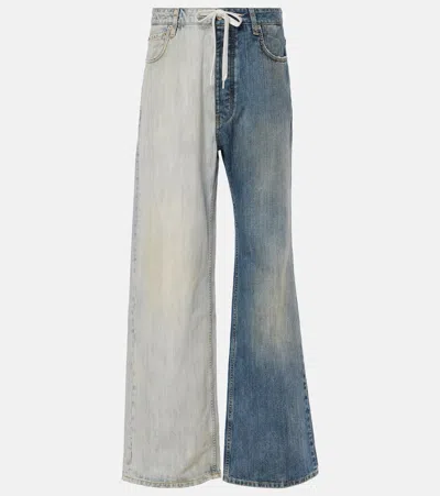 Balenciaga Fifty-fifty Low-rise Wide-leg Jeans In Multicoloured