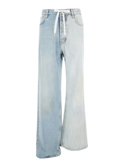 Balenciaga Fifty-fifty Patchwork Denim Jeans In Blue