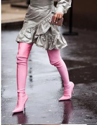 Pre-owned Balenciaga Final $  Knife Over-the-knee Socks Fluo Pink Boots Eu38.5 Us8.5 $2190